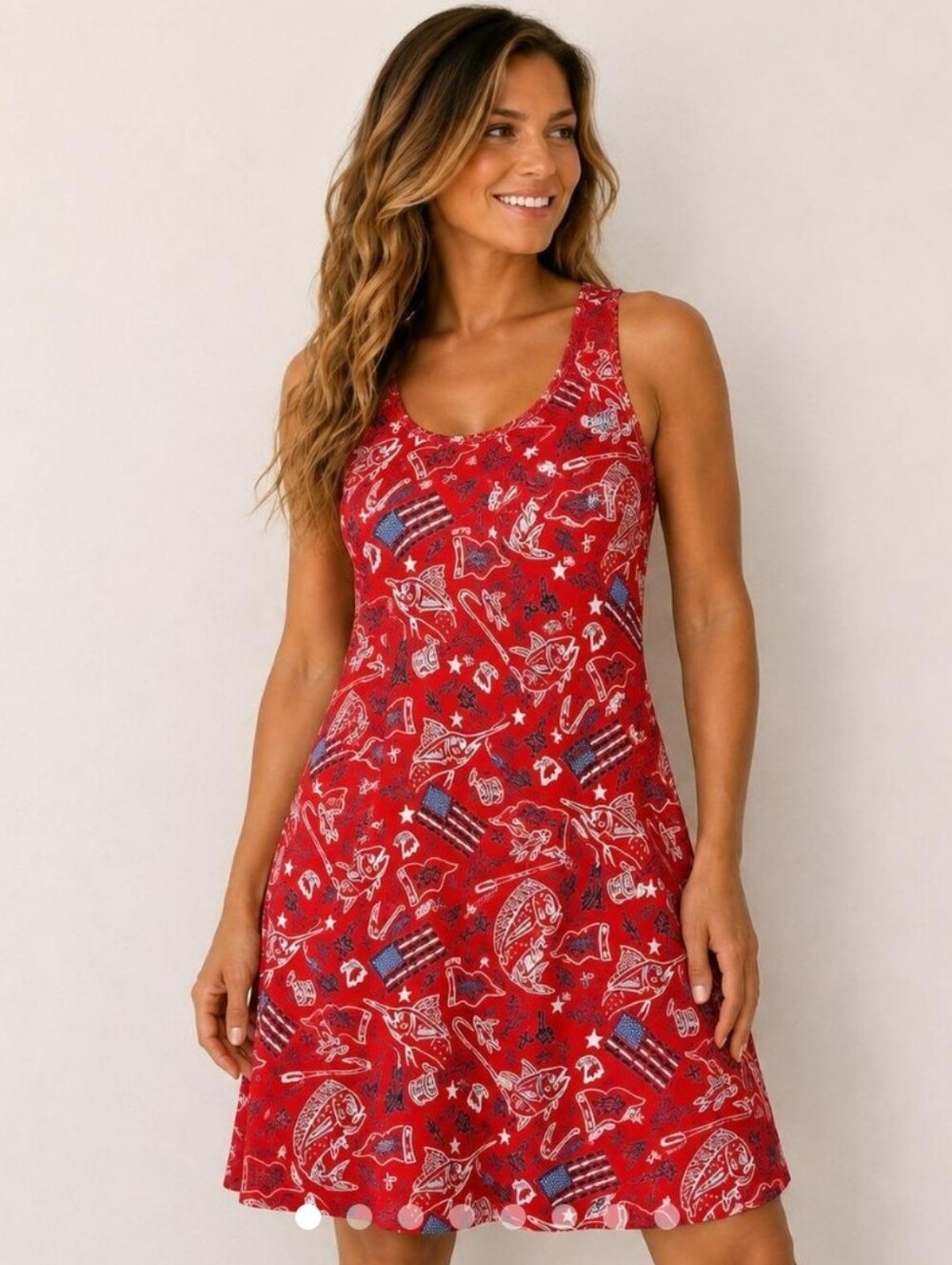 Columbia PFG Freezer III Dress In Patriotic Print Size 2x - Like New Condition